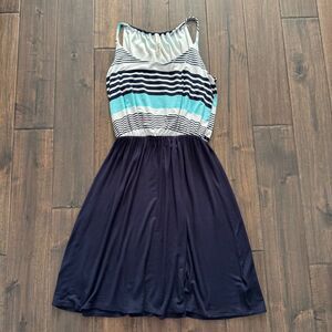 Vanilla Bay Blue Nautical Striped Sleeveless Dress S